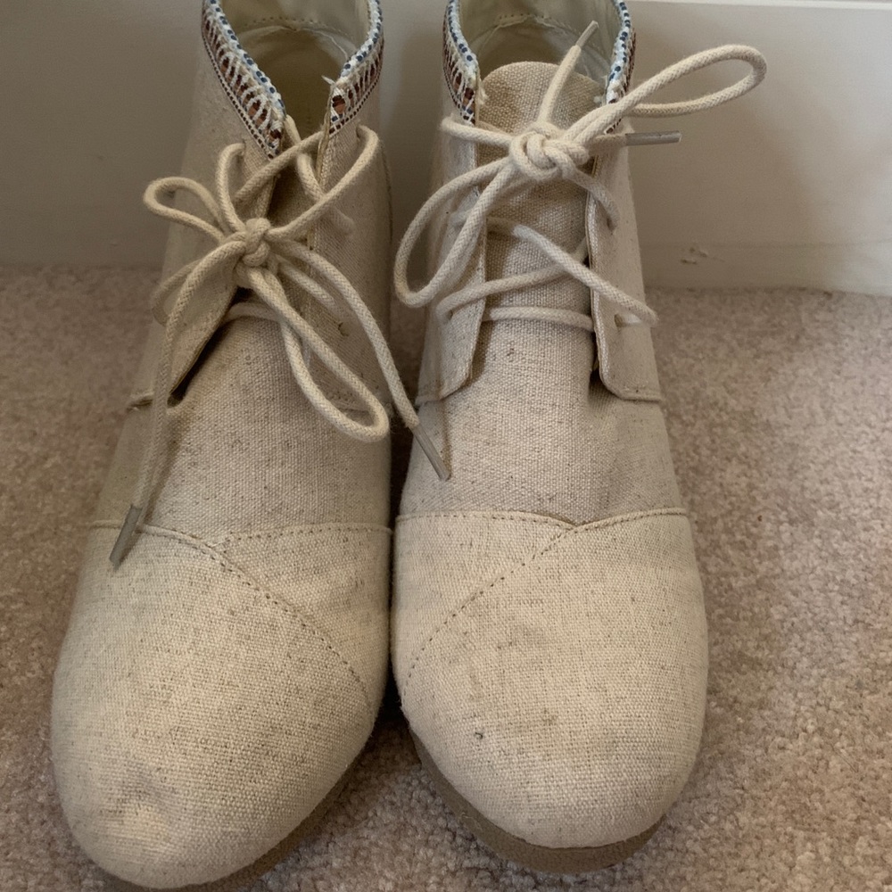 canvas wedge booties